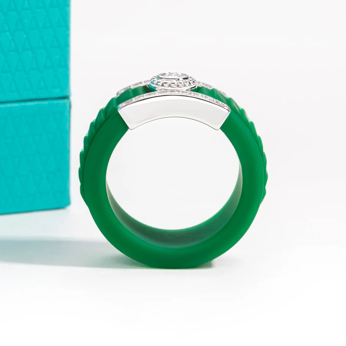 3 MM Round Moissanite Halo Silicone Ring