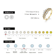 VVS1 D Color 3.0mm Brilliant Cut Moissanite Promise Ring | S925.