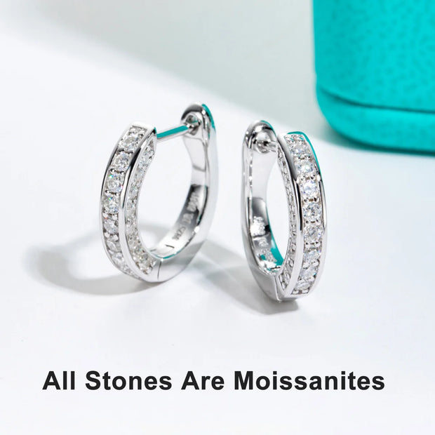 0.56cttw Luxury Moissanite Ear Hoop Earrings.