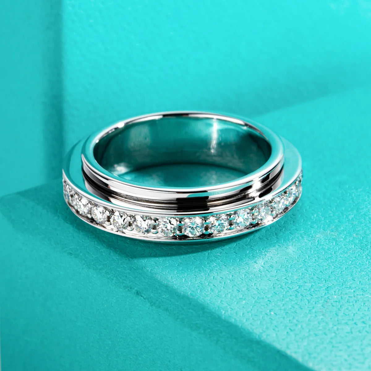 2MM Moissanite Spinner Eternity Band Ring