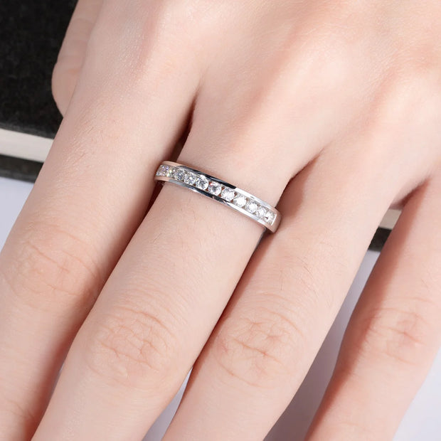 GK Moissanites 2mm Round Cut D Color Moissanite Wedding Band