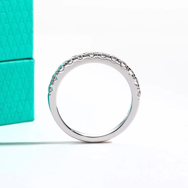 GK Moissanites 2.5mm 0.72cttw D Color Moissanite Half Band Ring