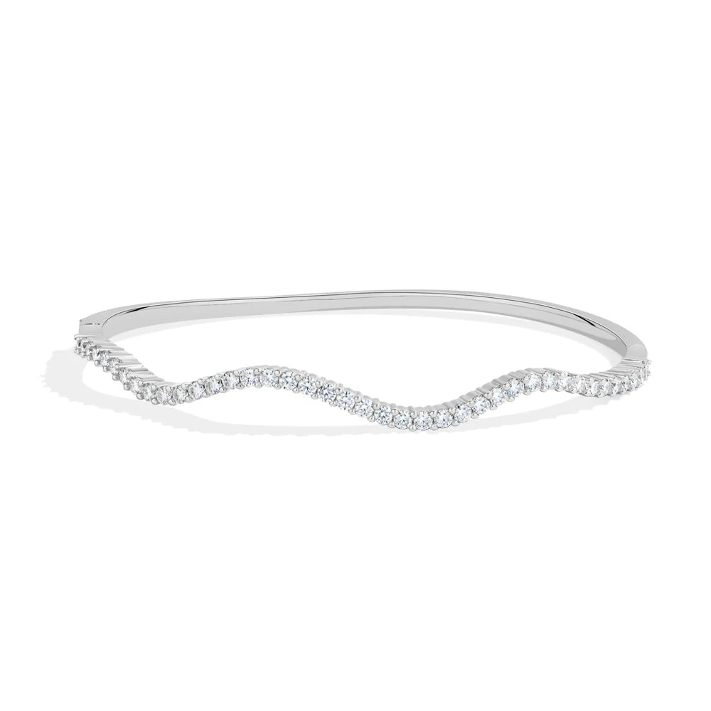 Moissanite Wave Shape Bangle Bracelet