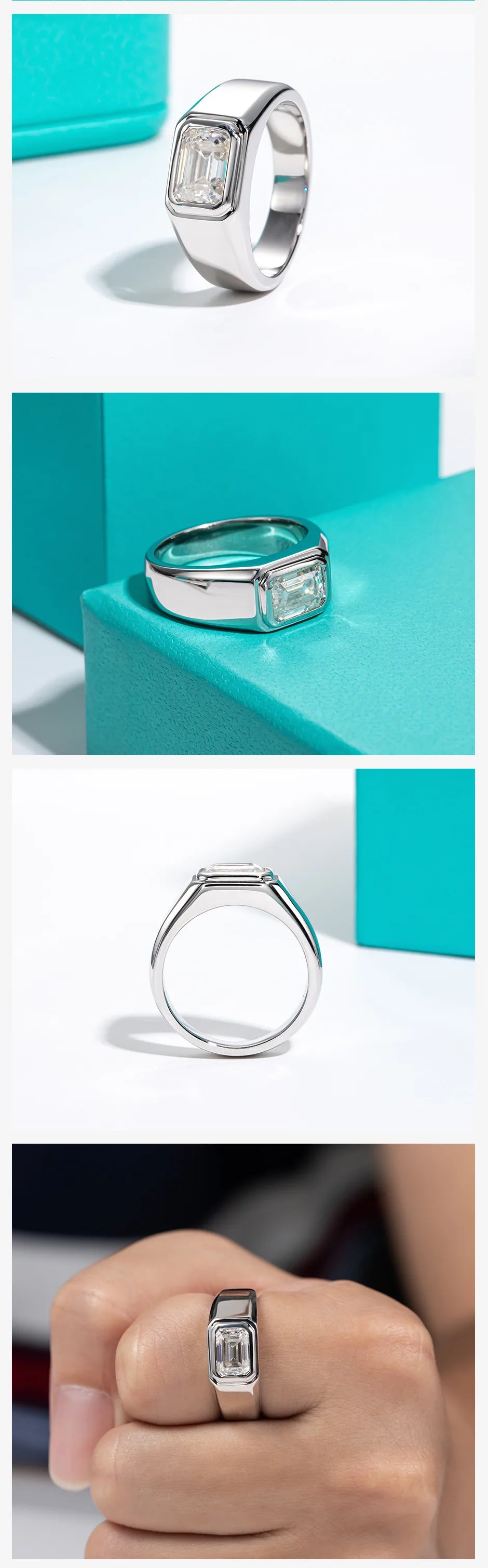 2 CT Men’s Emerald Cut Moissanite Ring