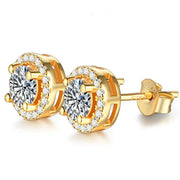 1 Carat Moissanite VVS1 D Color Stud Earrings | 18K Gold Plated.