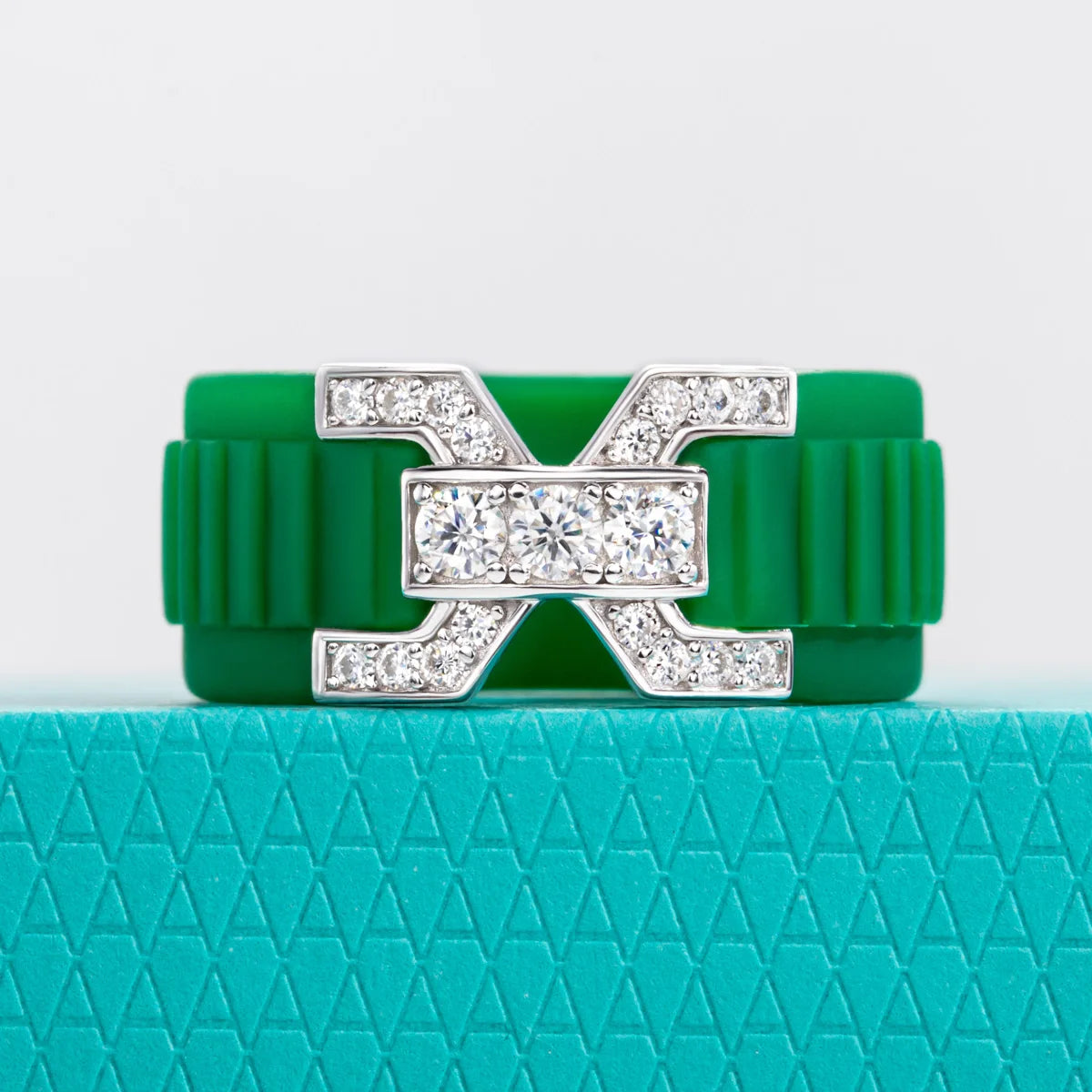 Moissanite Inlaid Silicone Band Ring