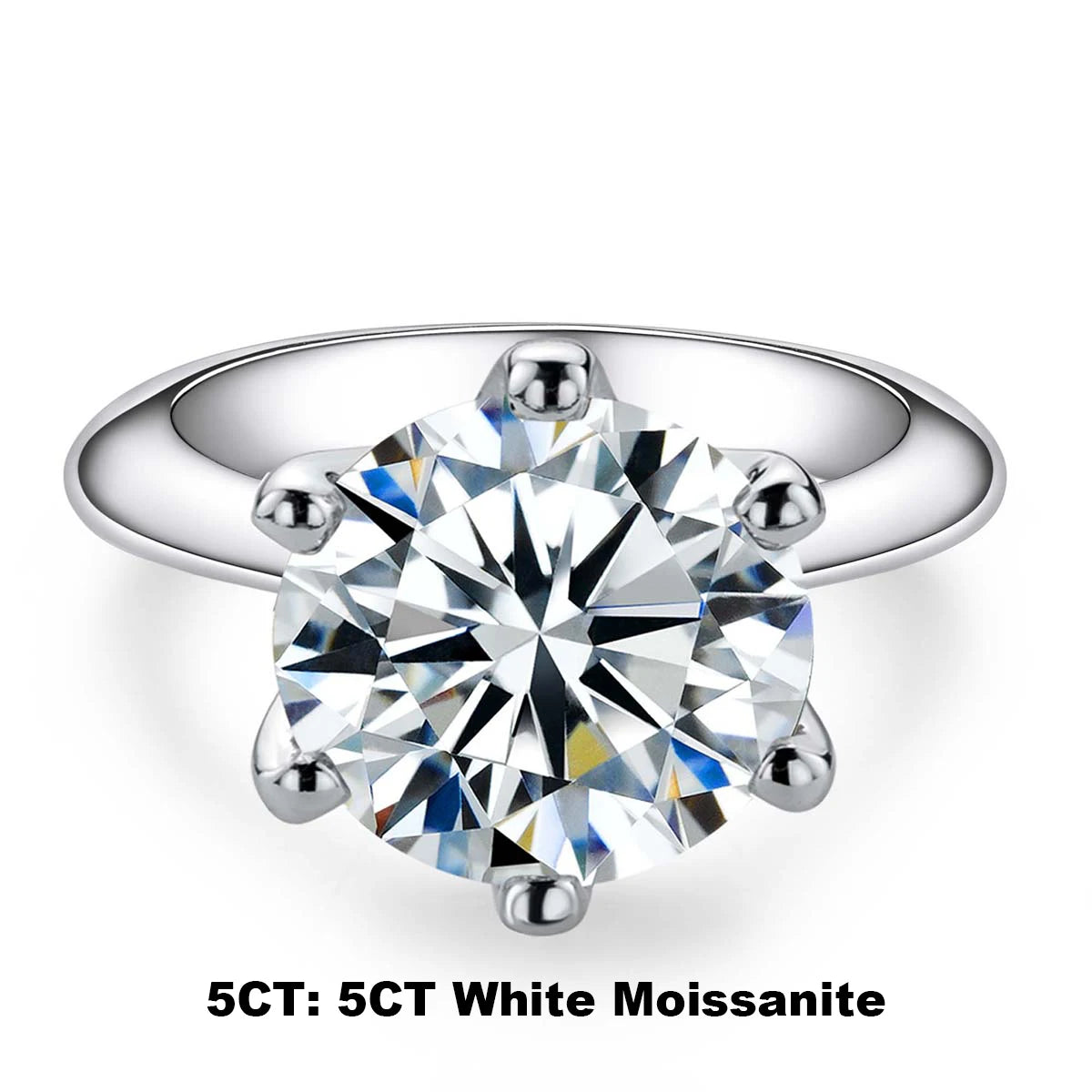VVS1 Round Cut Solitaire Moissanite Engagement Ring