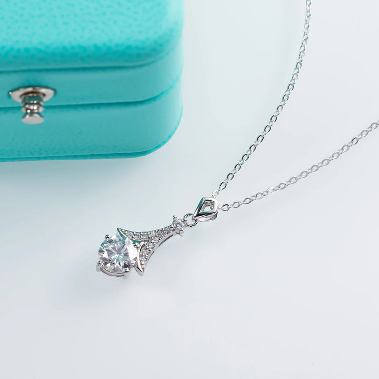 1ct D Color Moissanite Pendant Necklace.