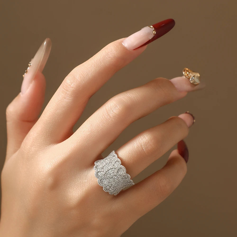 Luxury Paved Moissanite Wavy Statement Ring
