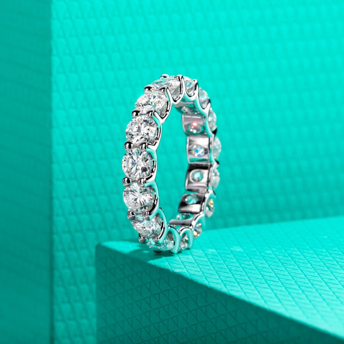 4.5 MM D Color Moissanites Eternity Band Ring