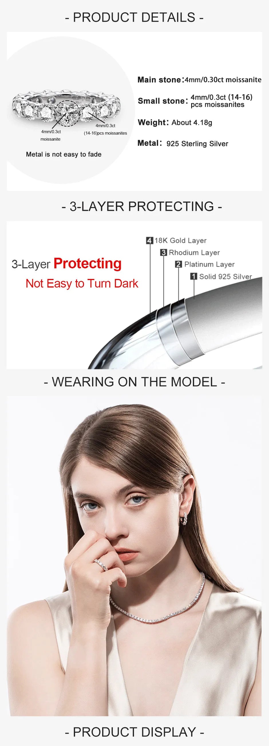 4 MM Heart & Round Cut Moissanite Wedding Band