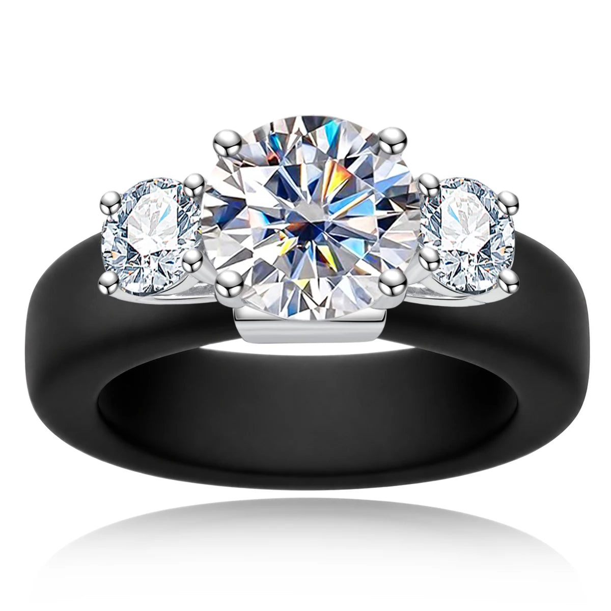 4 CTTW Three-Stone Moissanite Silicone Ring