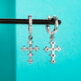 Moissanite Cross Hoop Earrings for Women.