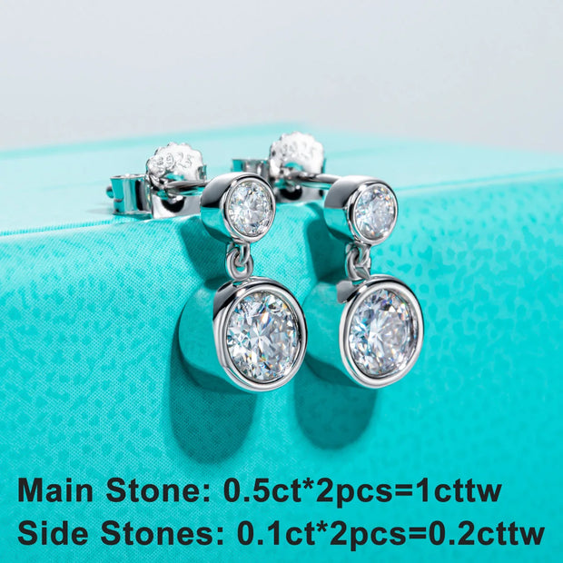 1.2cttw D Color Moissanite Drop Earrings.