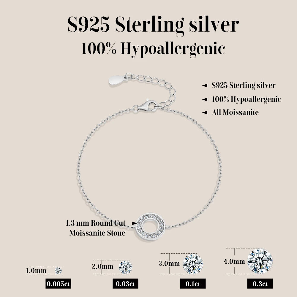 Hollow Circle Moissanite Bracelet
