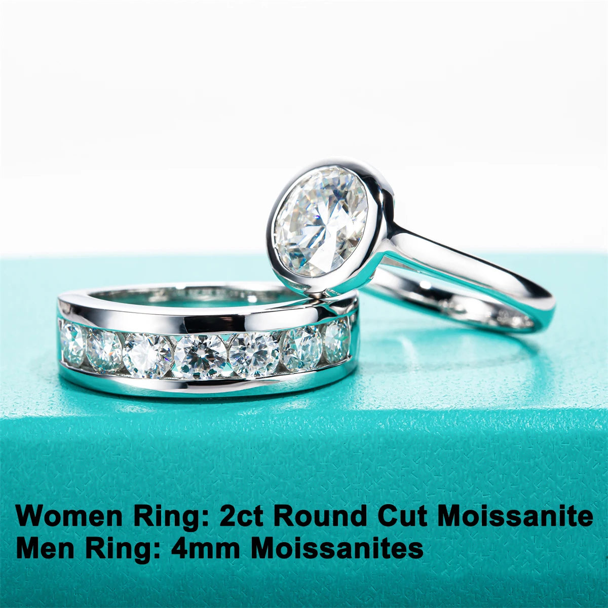 VVS1 D Color Moissanite Couple Rings