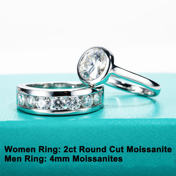 GK Moissanites D Color Moissanite Couple Rings