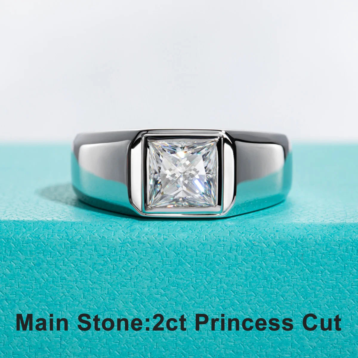 2 CT Princess Cut Men's Moissanite Ring