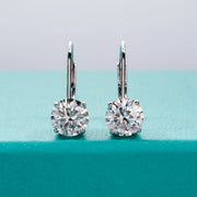 1 Carat D Color Moissanite Diamond Dangle Drop Earrings - 925 Sterling Silver Bow Cuff Earrings.