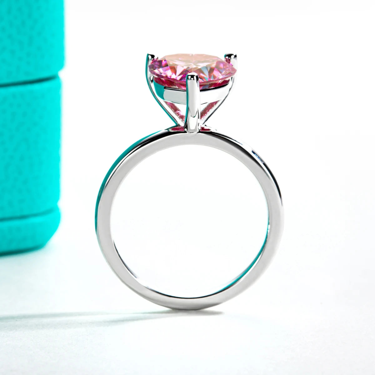 3CT Heart Cut Sakura Pink Moissanite Engagement Ring