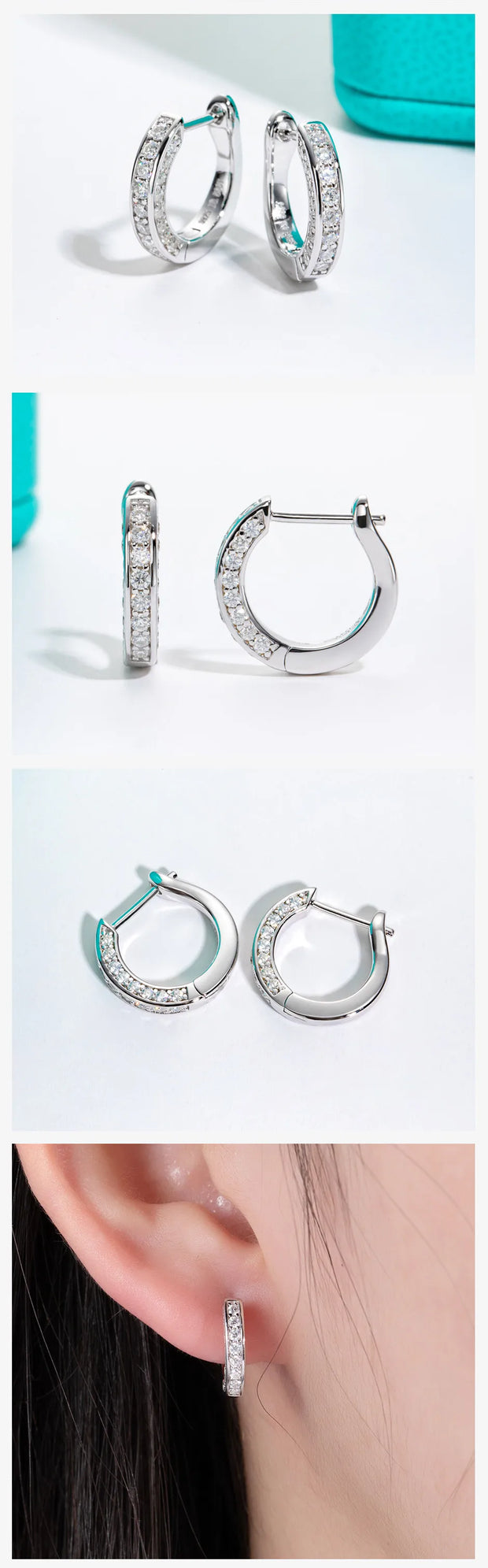 0.56cttw Luxury Moissanite Ear Hoop Earrings.