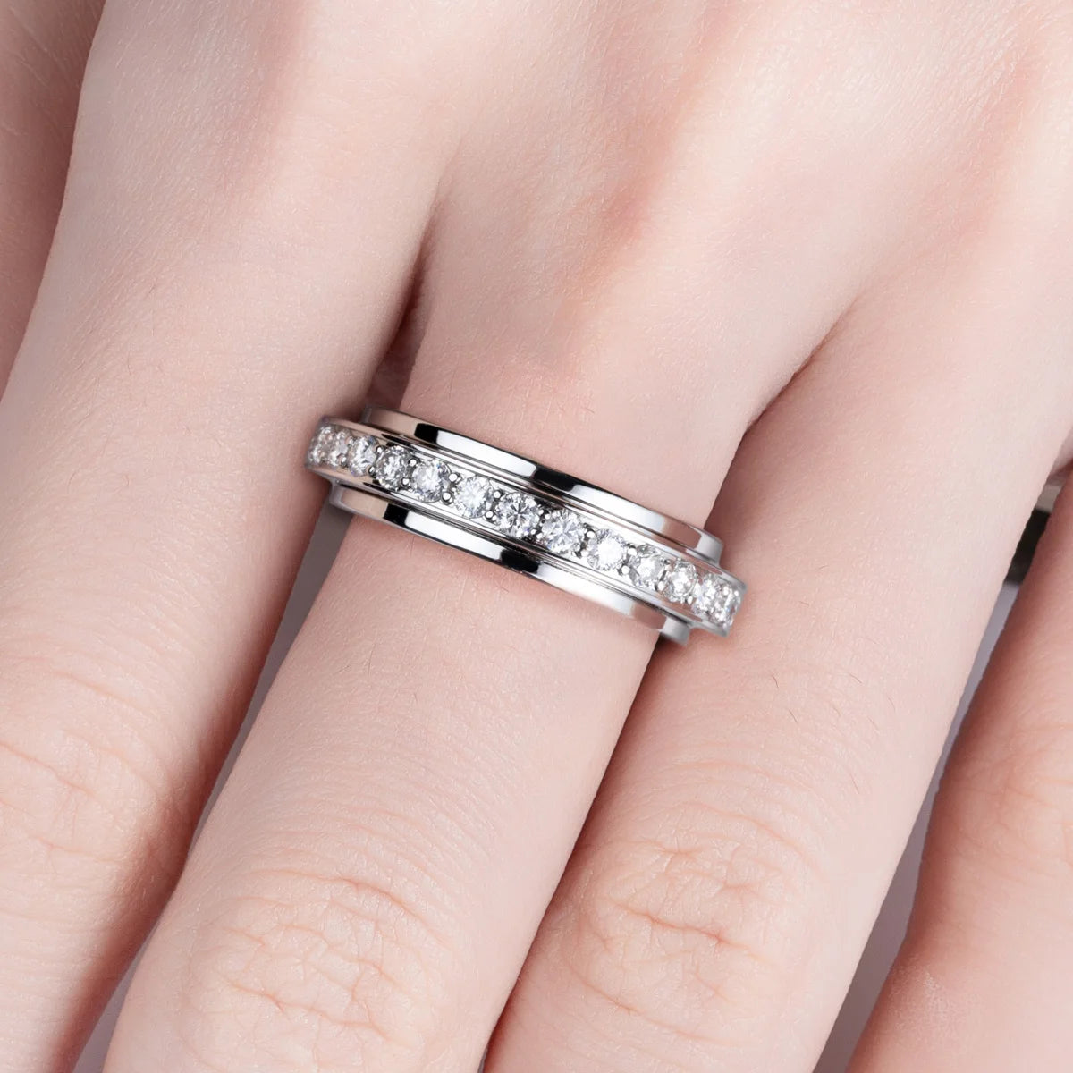 2MM Moissanite Spinner Eternity Band Ring