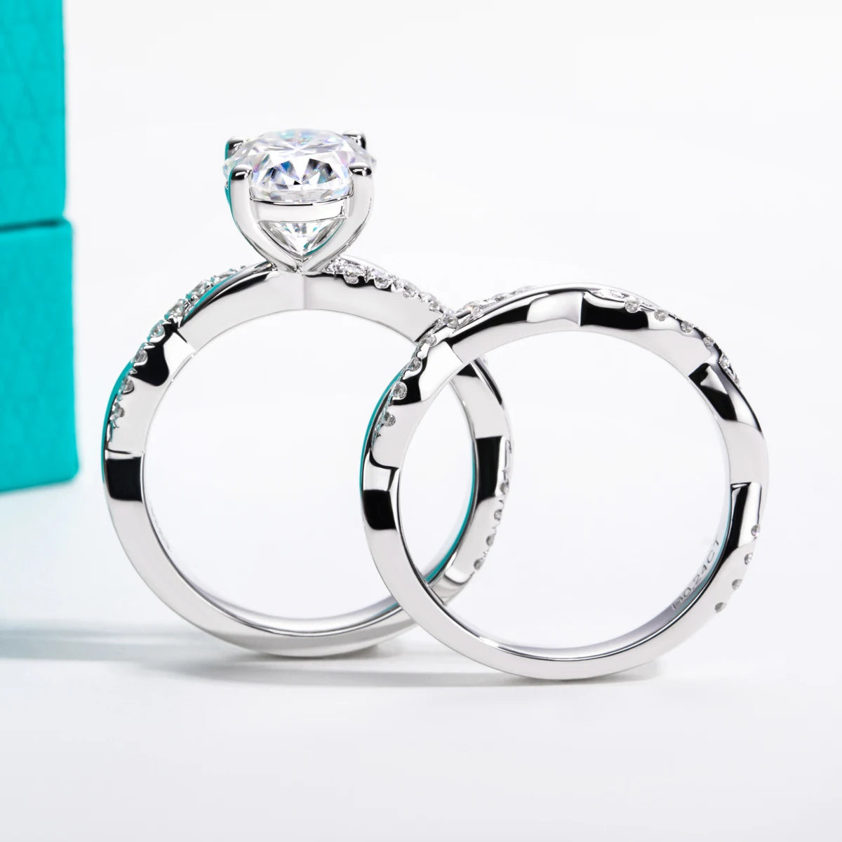 3 CT Oval Cut Moissanite Infinity Bridal Ring Set