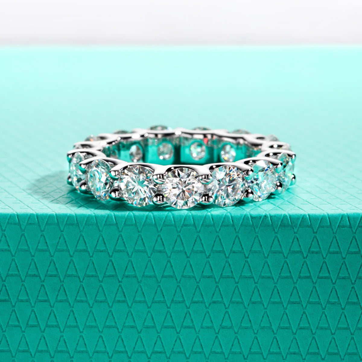 4.5 MM D Color Moissanites Eternity Band Ring