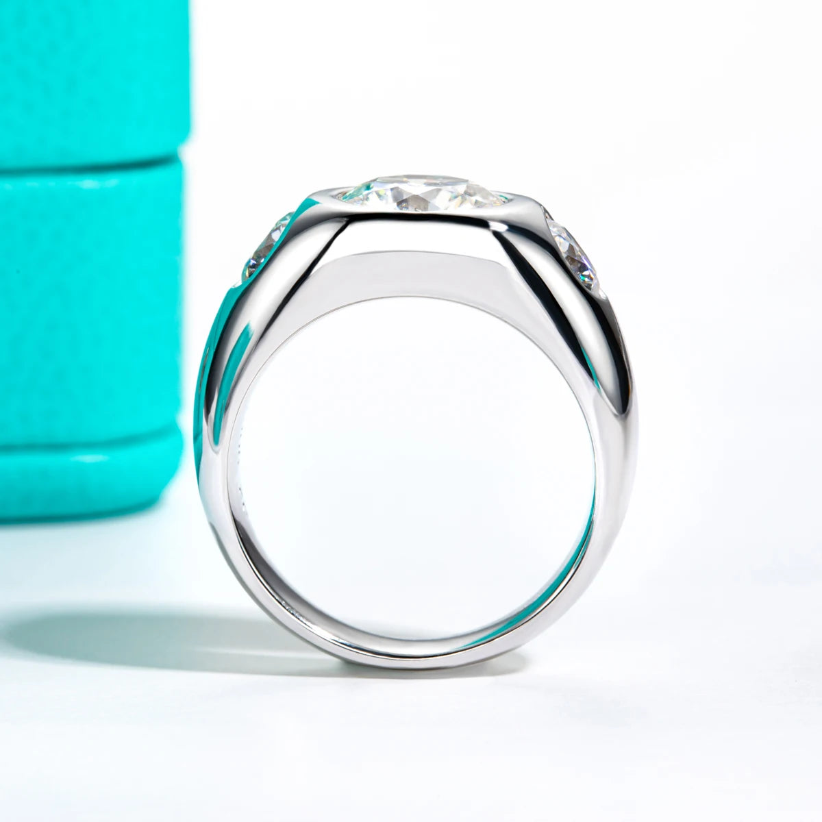 3 CTTW D Color Men's Moissanite Ring