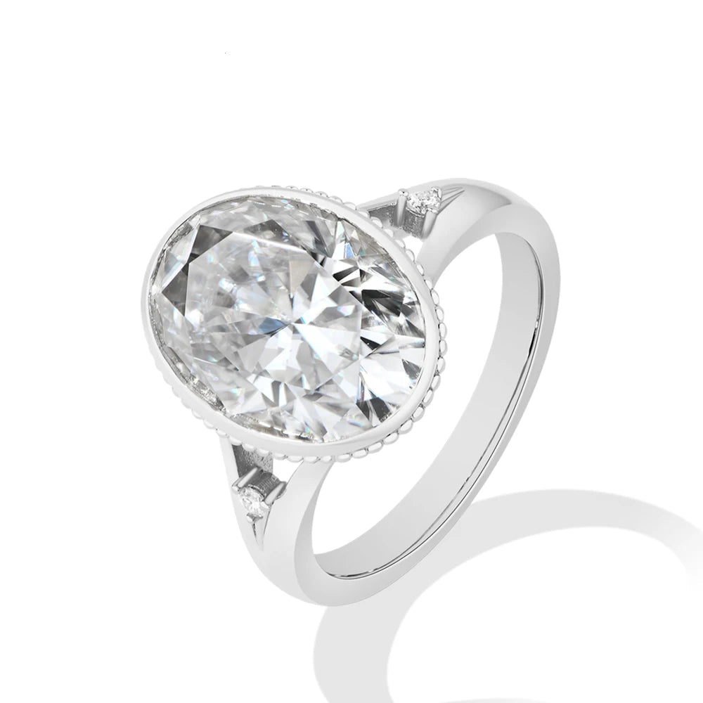 8 CT Oval Cut Moissanite Bezel Engagement Ring