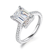 3.0CT VVS1 D Color Emerald Cut Moissanite Engagement Ring.