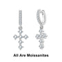 Moissanite Cross Hoop Earrings for Women.