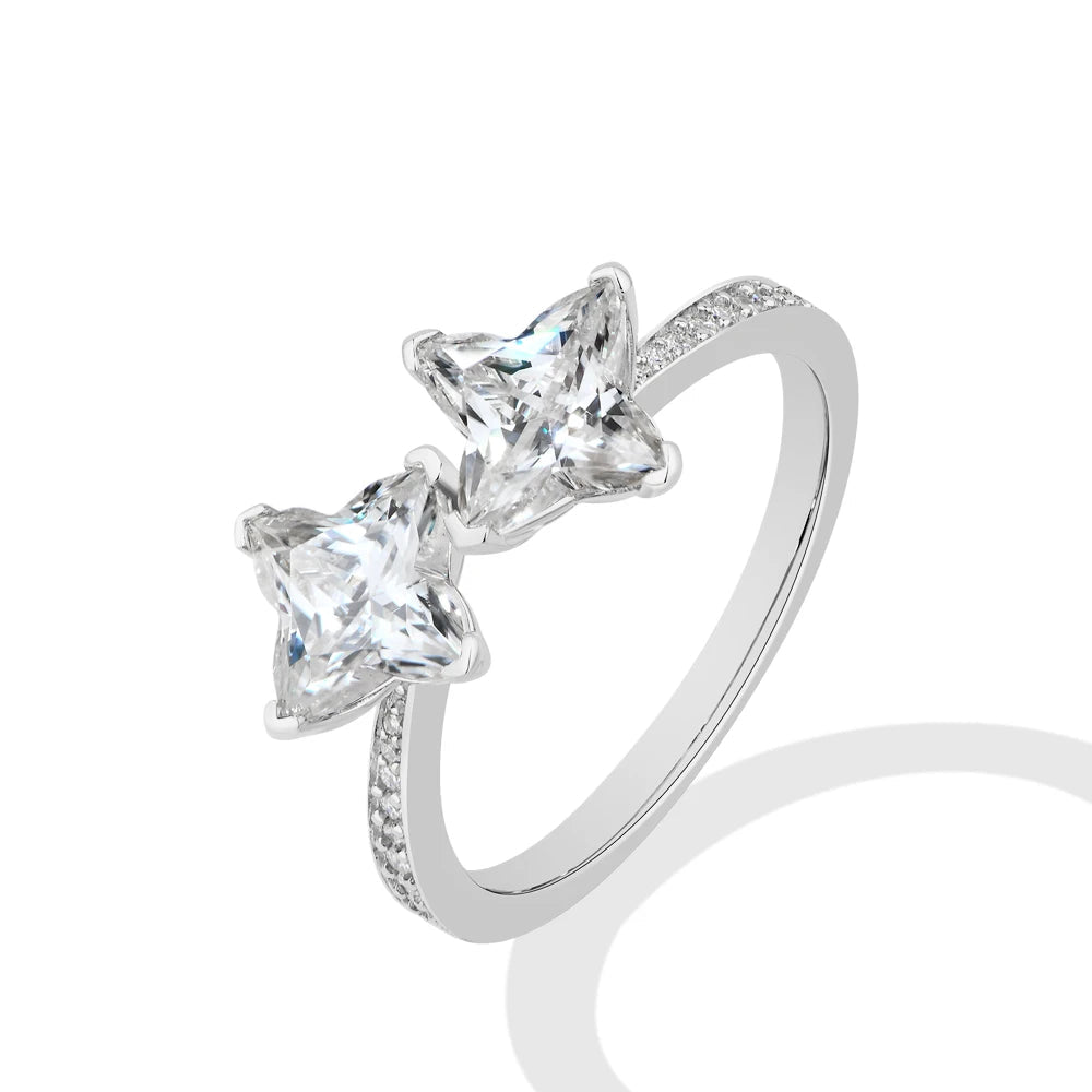 Four Leaf Clover Cut Moissanite Engagement Ring