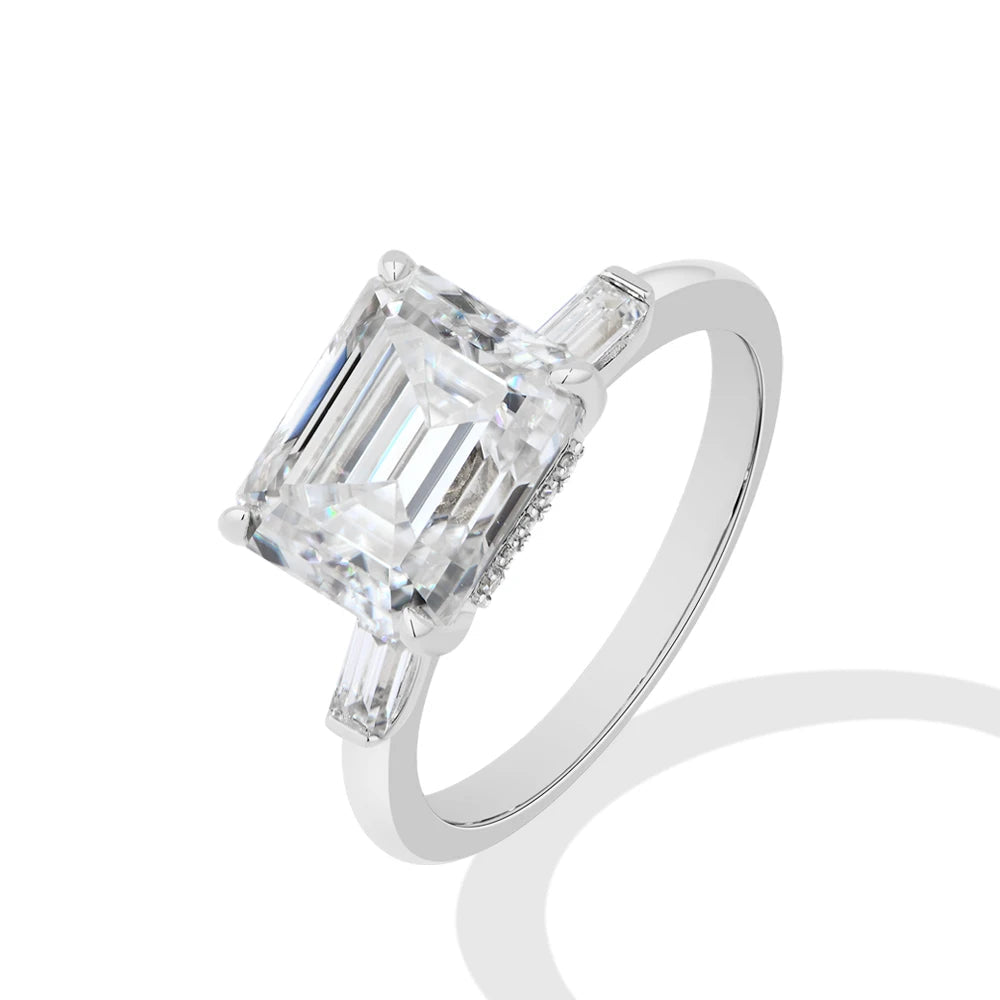 4CT Emerald Cut Moissanite Engagement Ring