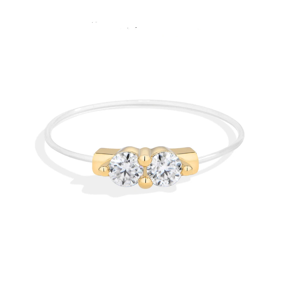 3 MM Two Stone Moissanite Eternity Ring