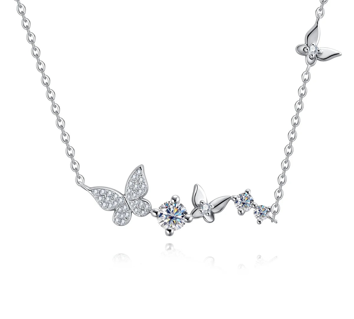 0.5 CTTW D Color Moissanite Butterfly Pendant Necklace