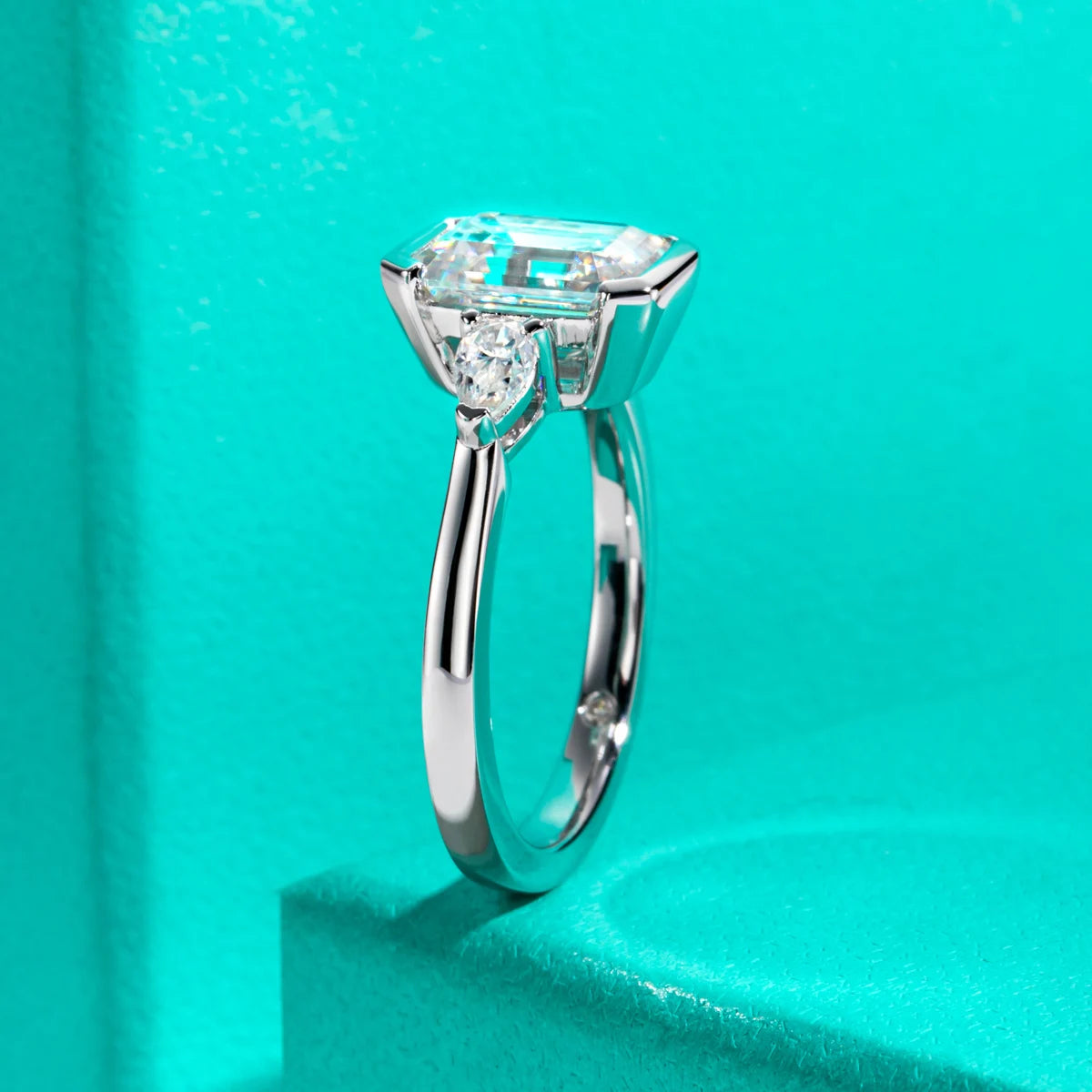 3.6 CTTW Emerald Cut Moissanite Engagement Ring