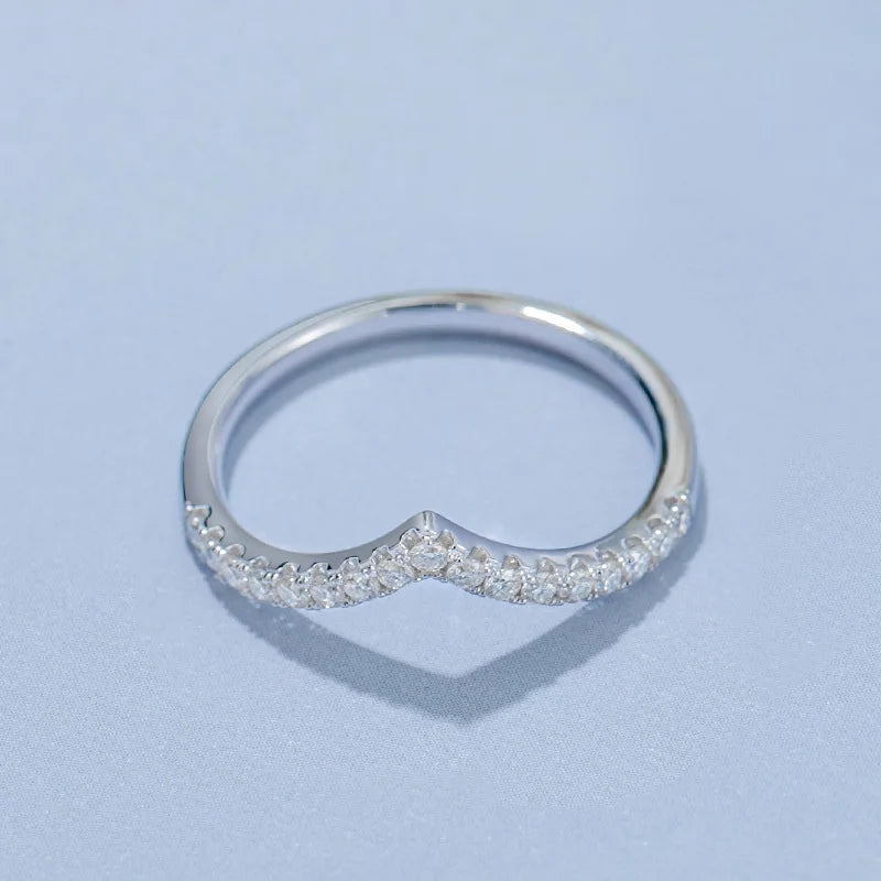 GK Moissanites D Color Moissanite Diamond V Row Ring