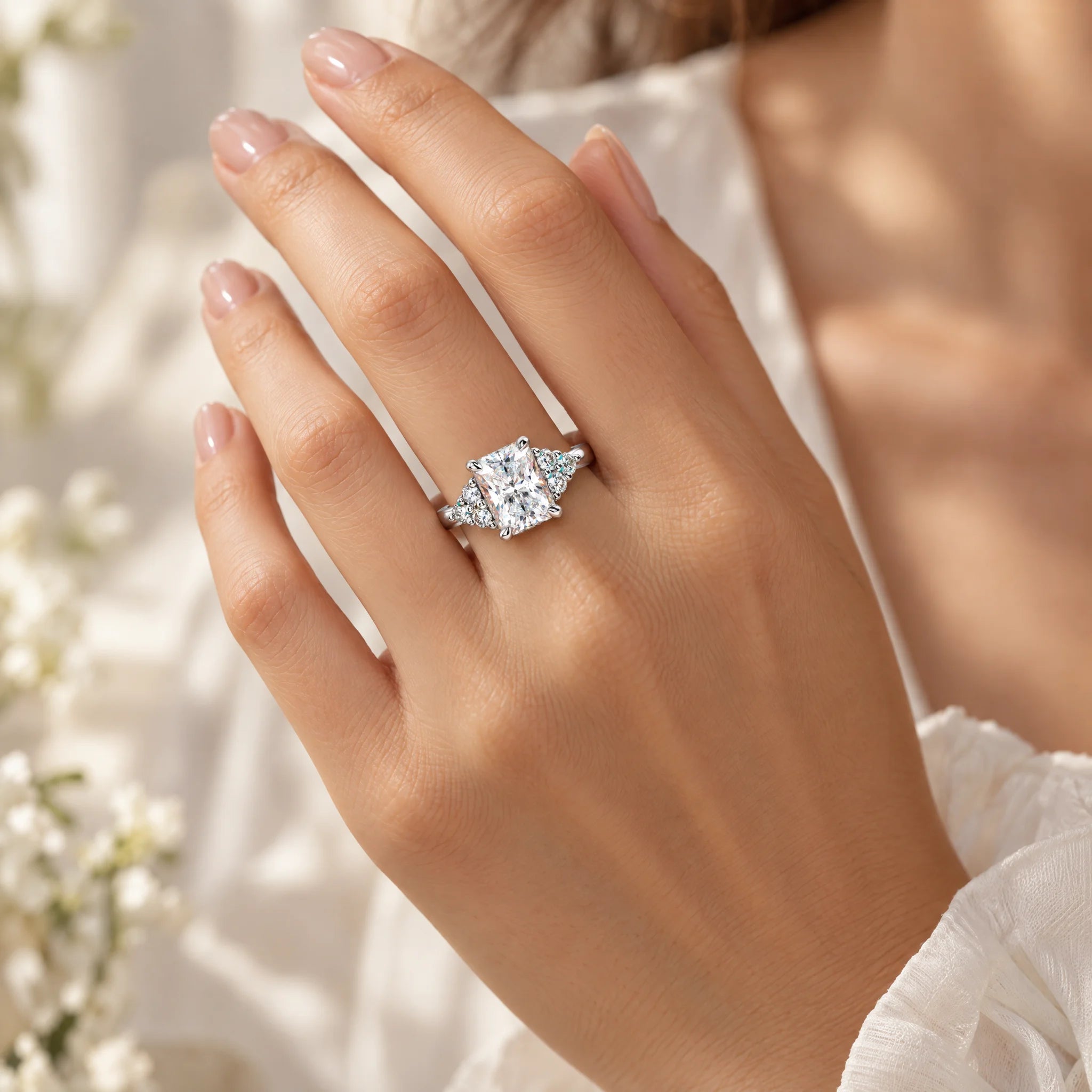3 CT Radiant Cut Moissanite Engagement Ring