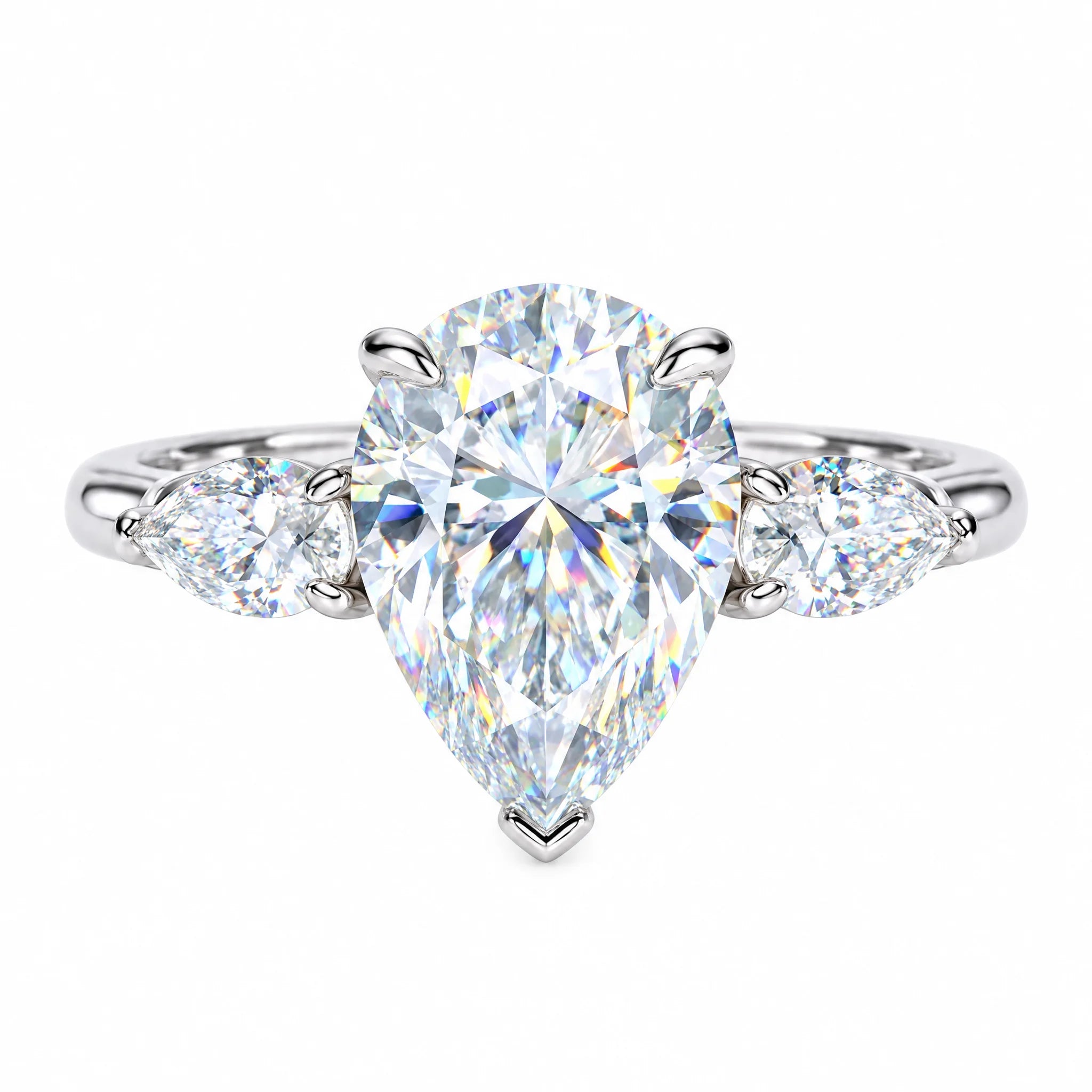 6 CTTW Pear Cut Moissanite Engagement Ring
