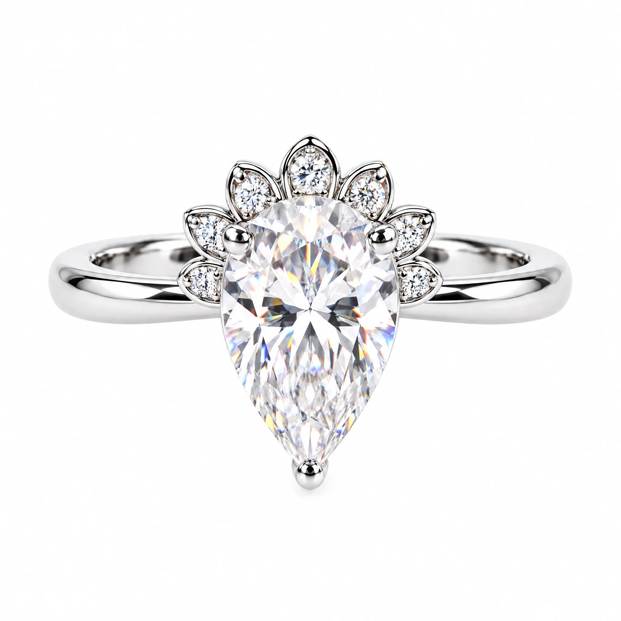 4 CT Pear Cut D Color Moissanite Engagement Ring