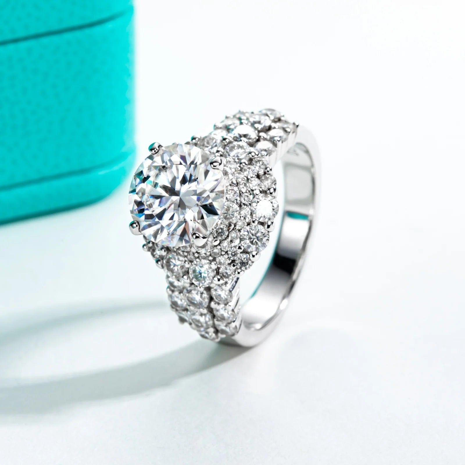 4.92 CTTW Moissanite Halo Engagement Ring