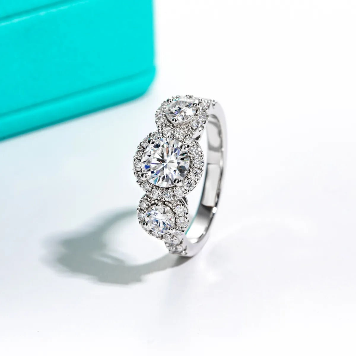 2.22 CTTW D Color Moissanite Engagement Ring